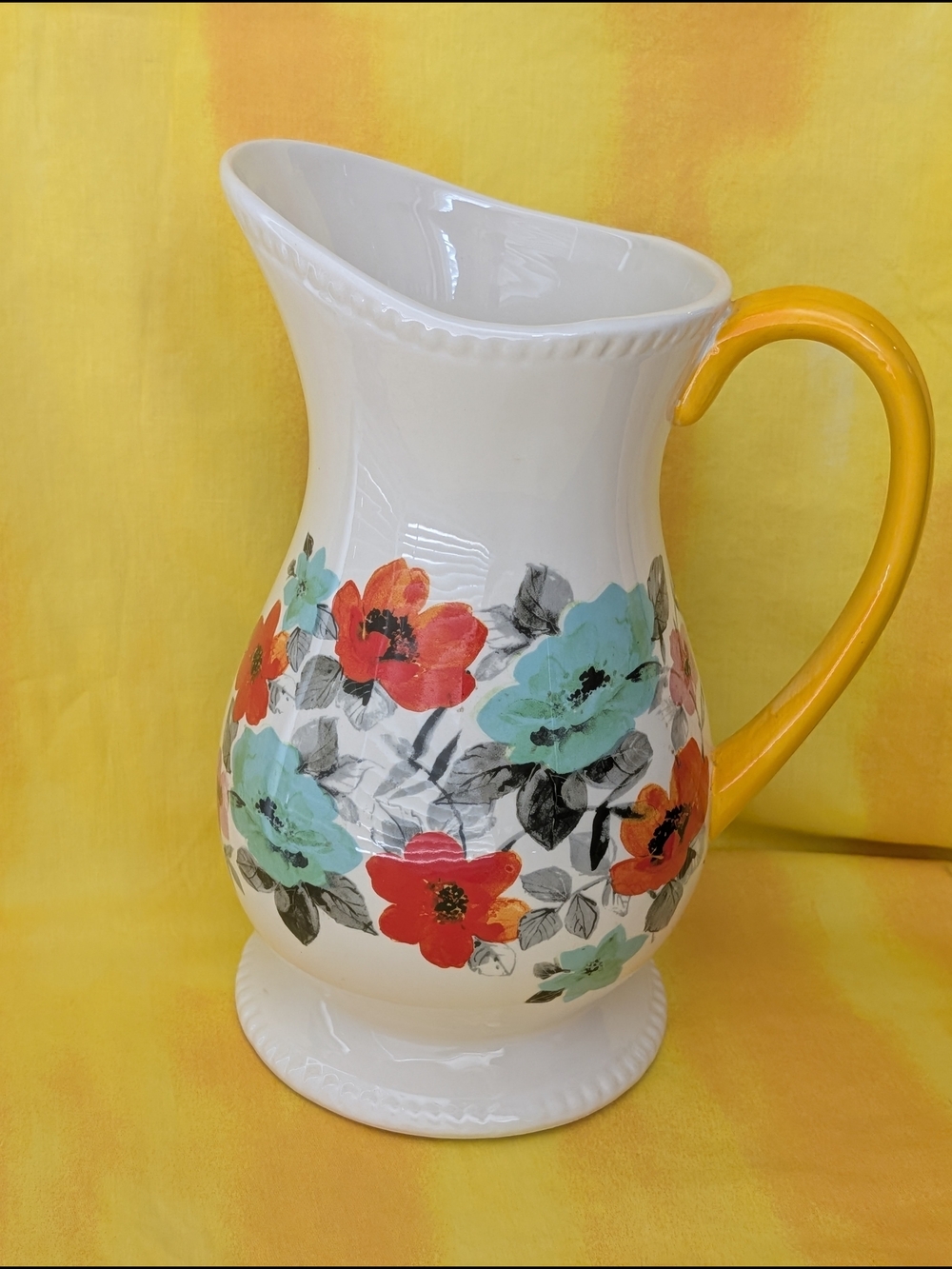 The Pioneer Woman Flea Market Pitcher with Yellow Handle